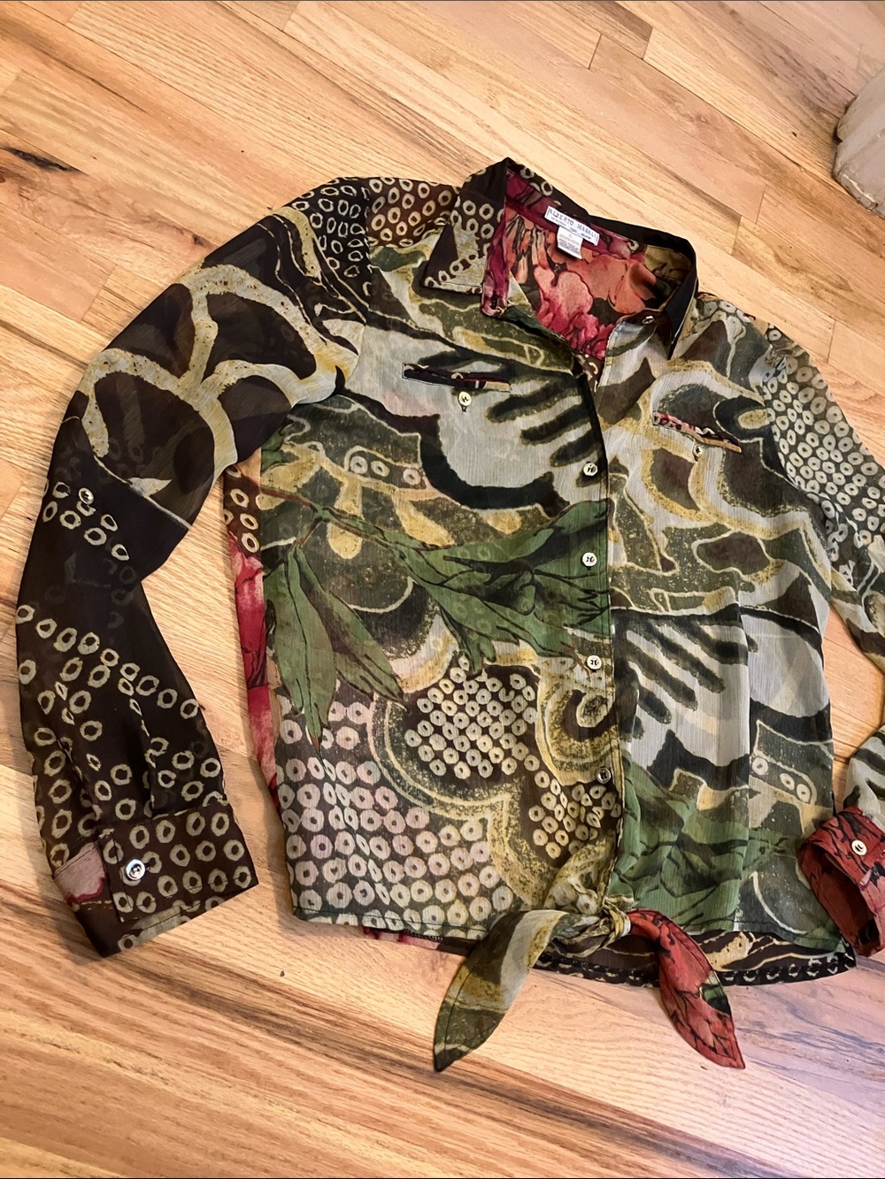 Alberto Makali Multicolor Floral Print Blouse in Rust & Burgundy - Picture 6 of 9